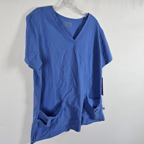 Med Couture Activate 4 Way Stretch Scrub Top Medical Blue - Ceil Women's Size XL - Picture 2 of 12